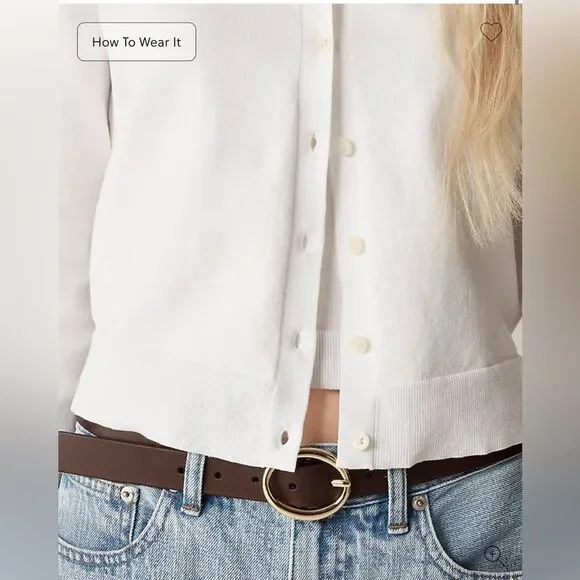 NWT J CREW New Jackie cardigan in premium ultra-fine cotton in white - Picture 5 of 7